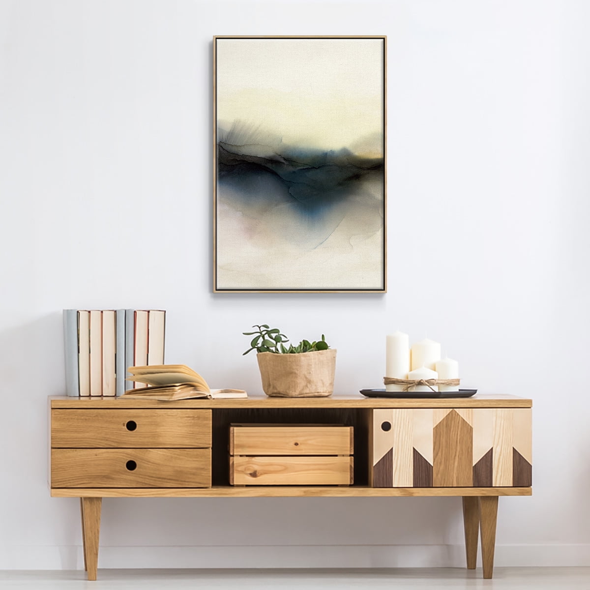 Continuum I Framed Premium Gallery Wrapped Canvas - Ready to Hang - 17 x 25 - Natural Wood Floating Frame