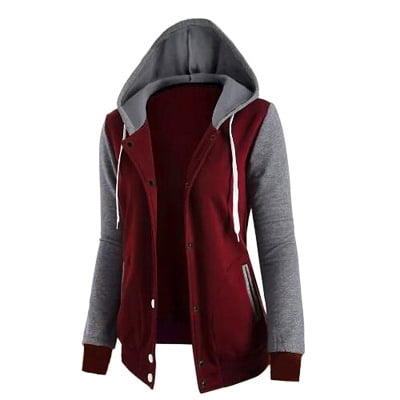 Isaac Liev - 2018 Women&amp;#39;s Fashion Casual Long Sleeve Double Layer Patchwork Hooded Zip Up Jacket Coat Outerwear
