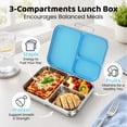thumbnail image 5 of Pawtong Stainless Steel Bento Box for Kids , 3 Compartments Lunch Box with Removable Silicone Container, Reusable Metal Lunch Container for School, Work and Travel (Blue), 5 of 8