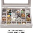 thumbnail image 5 of Organizador de joyero de terciopelo, 24 compartimentos, pequeño joyero, organizador de almacenamiento de pendientes y anillos, 5 of 5