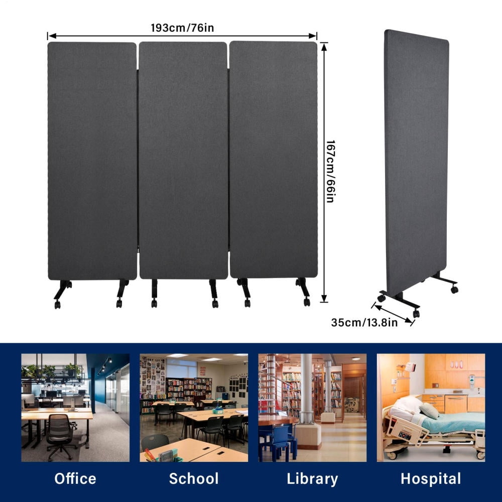 Rolling Soundproof Partitions for Home Use - Mobile Acoustic Panels with Wheels & Handle - Noise Reducing Freestanding Divider Walls Easy to Relocate