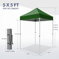 thumbnail image 5 of INTER HUT 5x5 Outdoor Pop up Canopy Gazebo, Instant Easy Set up Outdoor Canopy Commercial Fair Shelter, Green, 5 of 9