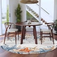 thumbnail image 4 of Ocean Starfish Round Living Room Rugs 5 ft, Watercolor Eucalyptus Leaves Shell Board Washable Area Rug with Non-Slip Sturdy Edge Binding Round Carpet for Entryway Kitchen Bedroom Bathroom, 4 of 9