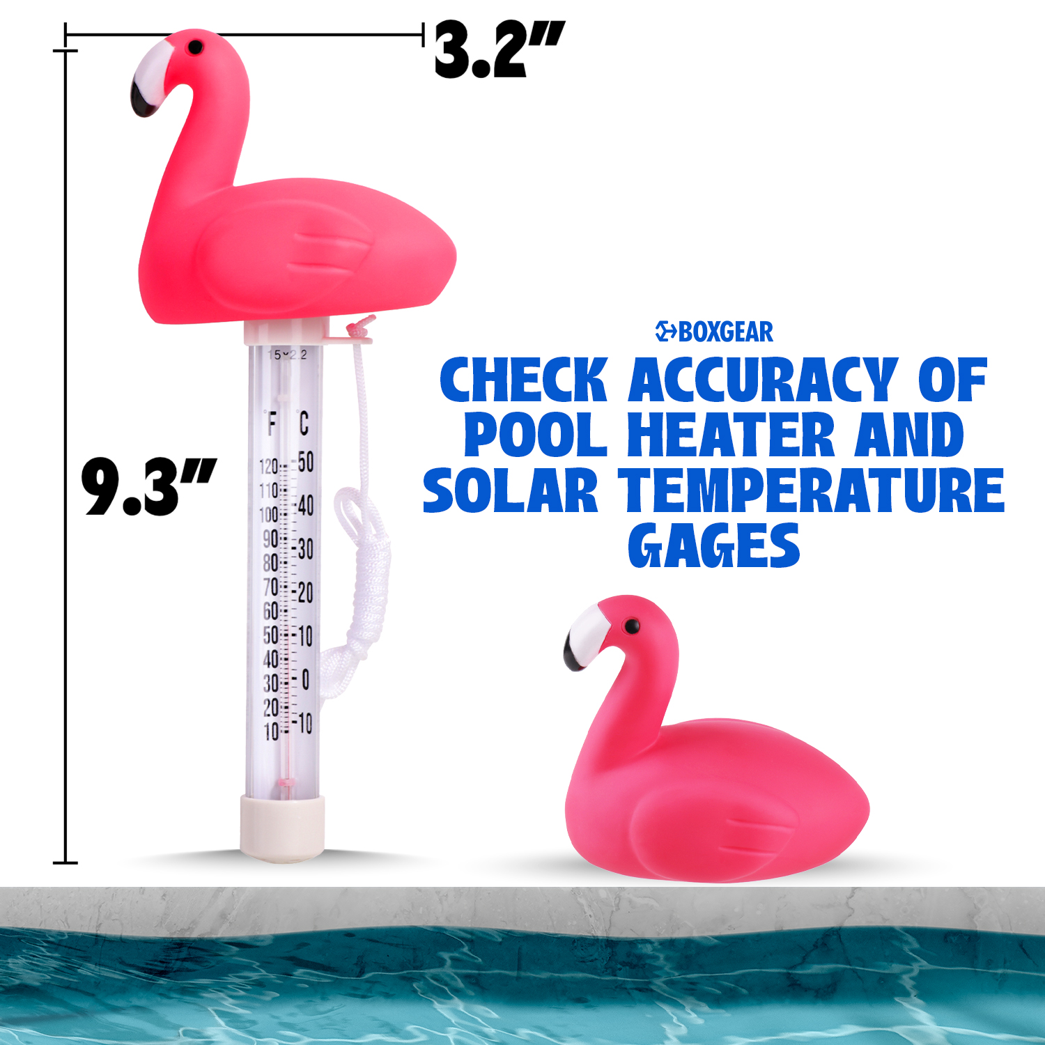 Boxgear Flamingo Floating Pool Gauge Thermometer