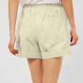 thumbnail image 5 of Linen Shorts for Women Casual Summer Elastic High Waisted Wide Leg Short Pants with Pockets Khaki S, 5 of 7