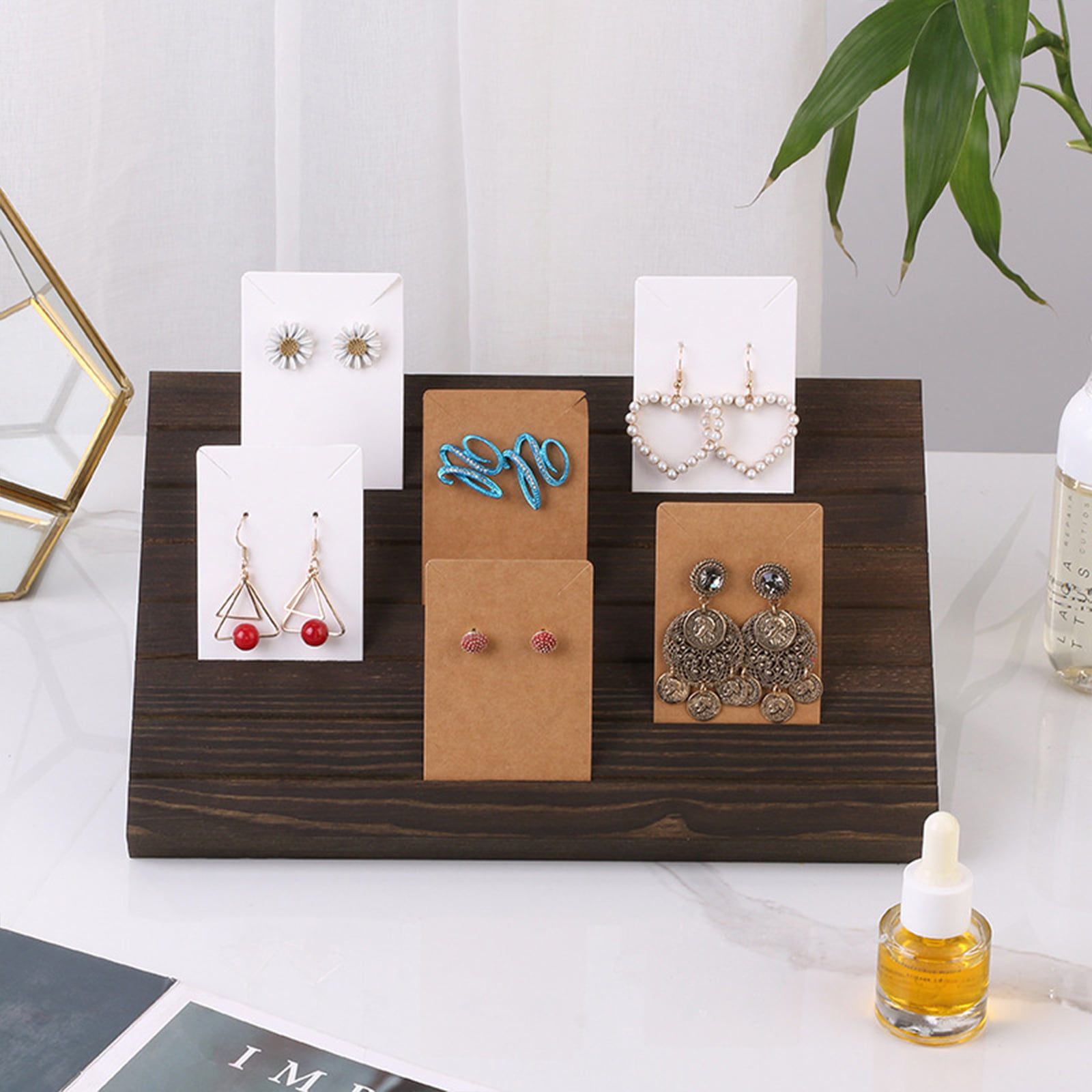 Created an earring display using a crate and nails