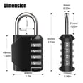 thumbnail image 5 of Candados de combinación a prueba de agua de 4 dígitos con código de combinación, cerradura de combinación de aleación de zinc para puerta, almacenamiento, negro (1 pieza), 5 of 5
