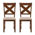 thumbnail image 2 of Linon Kraven Set of 2 X-Back Dining Chairs in Dark Hazelnut Brown Wood, 2 of 13