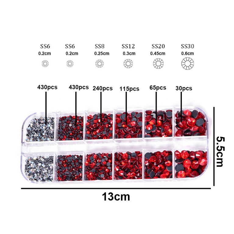 Rhinestones Bulk, Flatback Round Jelly Rhinestones Non Hotfix Crystal Gems  Large Quantity Wholesale for DIY Crafts Clothes Tumblers Face Makeup  Manicure - light red 