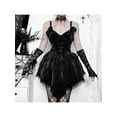 thumbnail image 4 of New Women's Gothic Dress Off Shoulder Strap Steampunk Dress Retro Spaghetti Strap Lolita Dress-Purple-L, 4 of 7