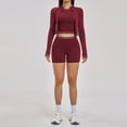 thumbnail image 1 of PISONIC Womens Workout Sets Color Block Long Sleeve Jacket with Tank Top and High Waisted Shorts Gym Athletic Sets, 1 of 7