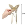 thumbnail image 3 of Mightlink Women Hair Claw Butterflies Decor Long Fringe Faux Pearls Hair Clips Girls Hairstyles Hair Decoration 1Pc, 3 of 6
