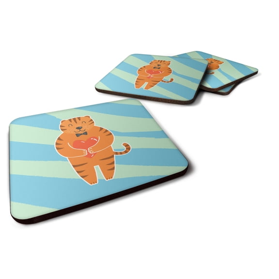 Carolines Treasures BB6779FC Tiger Foam Coaster Set of 4 3 1/2 x 3 1/2 multicolor