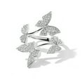 thumbnail image 2 of Ajustable Joyería para Mujeres Anillos Abiertos Ajustable Boda y Accesorios Chicas Volando Mariposas Anillo de Plata Anillo de Cristal, 2 of 8