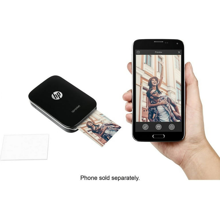 HP Sprocket Portable Color Photo Printer, Print Social Media Photos on 2x3  Sticky-Backed Paper - Black (X7N08A)