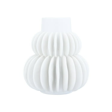Bloomingville Stoneware Vase with Half Circle Pleated Design, White