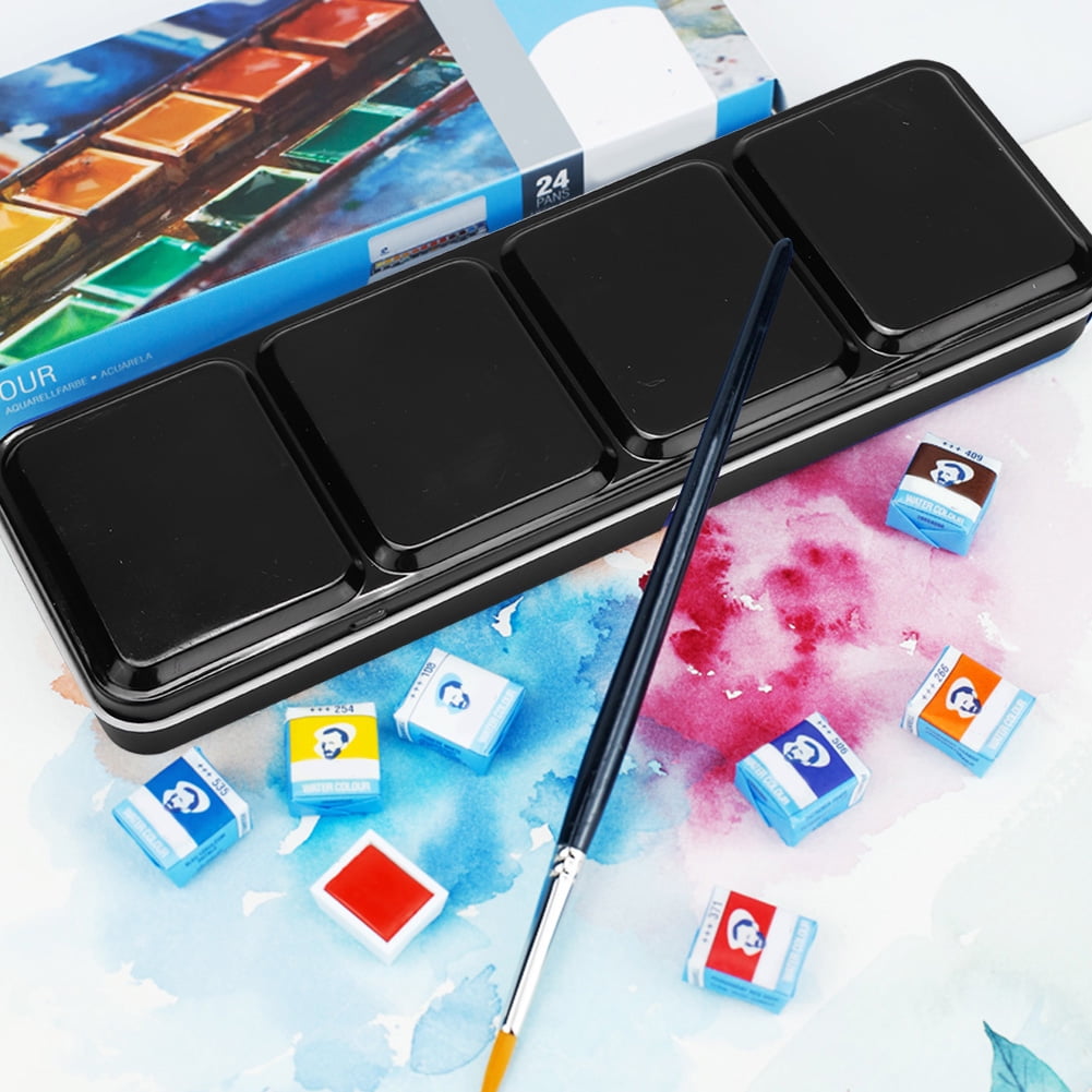 Ceramic Watercolor Paint Palette With Lid - 12 Well Porcelain Mixing Tray For Artists