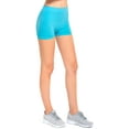 thumbnail image 3 of Women's Ribbed Waistband Seamless One Size 10" Hot Short Leggings (Aqua), 3 of 4