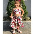 thumbnail image 5 of AURIGATE Clearance! Toddler Girl Baby Summer Sling Top + Floral Skirt Two-piece Children Skirt Suit, 5 of 5