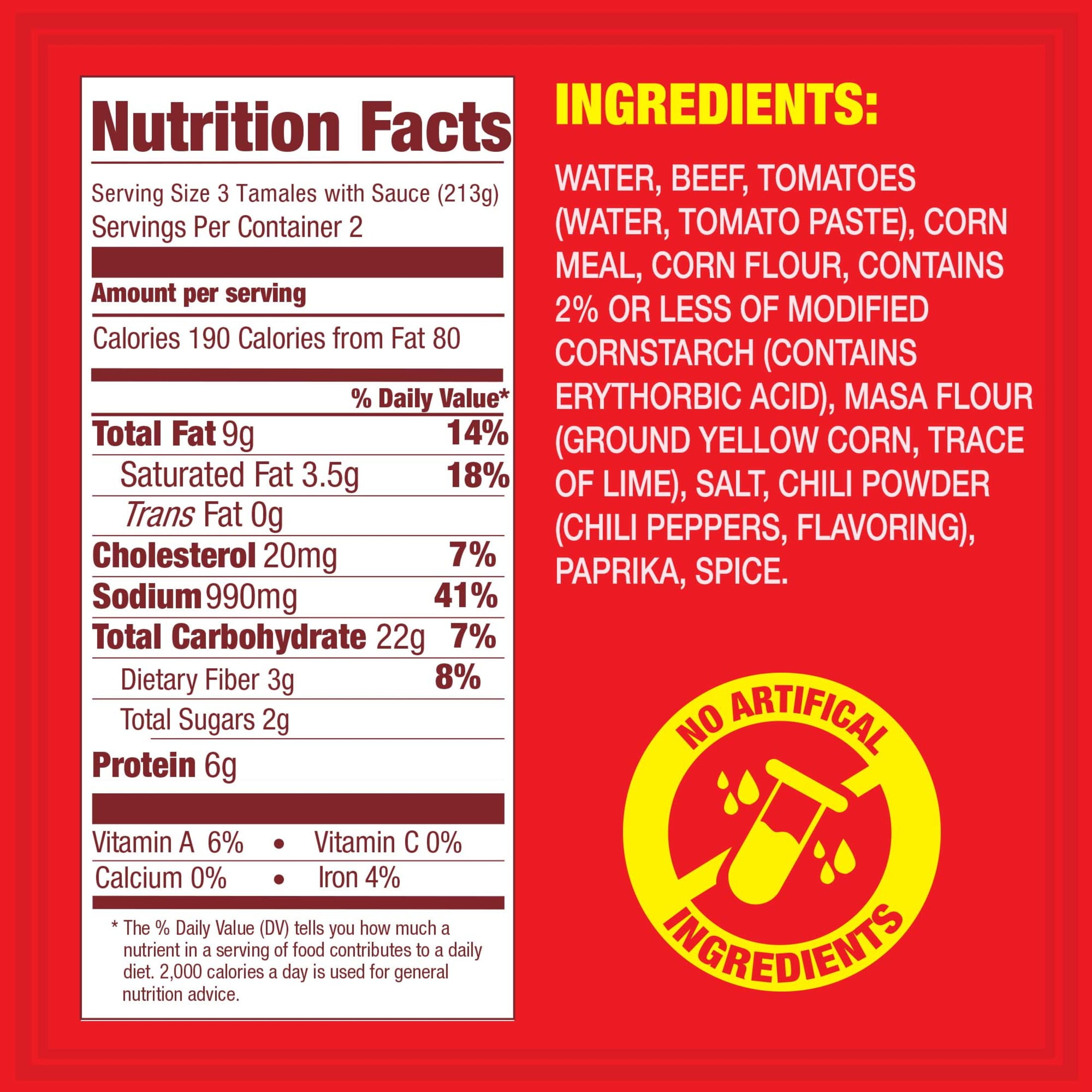 (4 pack) HORMEL Beef Tamales in Chili Sauce, Shelf-Stable, 15 oz Steel Can