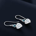 thumbnail image 4 of Gem Stone King 14K White Gold White Moissanite and Blue Diamond French Wire Dangle Hook Earrings for Women (1.80 Cttw, Gemstone Birthstone, Heart 6MM, Round 3MM), 4 of 4