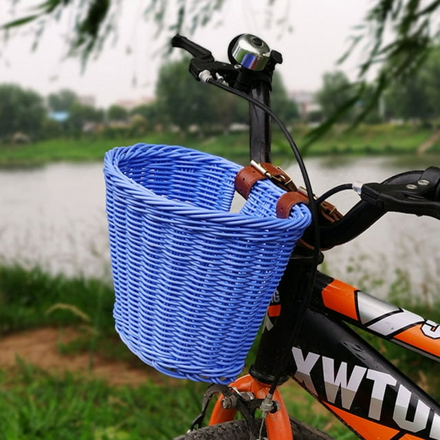 XWSHYW Contenedores de Almacenamiento Cesta de Bicicleta para Niños Cesta de Bicicleta para Manillar Delantero Cesta de Bicicleta Tejida de Ratán