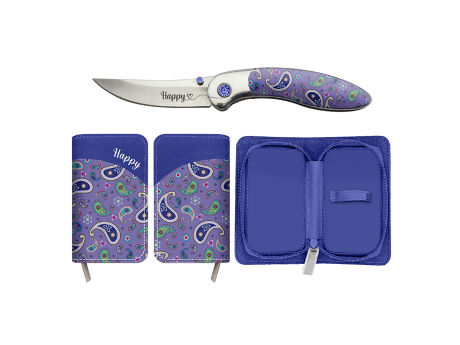 Brighten Blades Happy Folding Knife w/ Case, 2.56in, 8Cr13MoV Stainless Steel, C