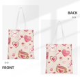 thumbnail image 3 of DouZhe Reusable Grocery Bags, Valentines Pink Flower Heart Lightweight Polyester Canvas Cloth Tote Bag for Travle Gym Shopping School, 15" x 16", 3 of 7