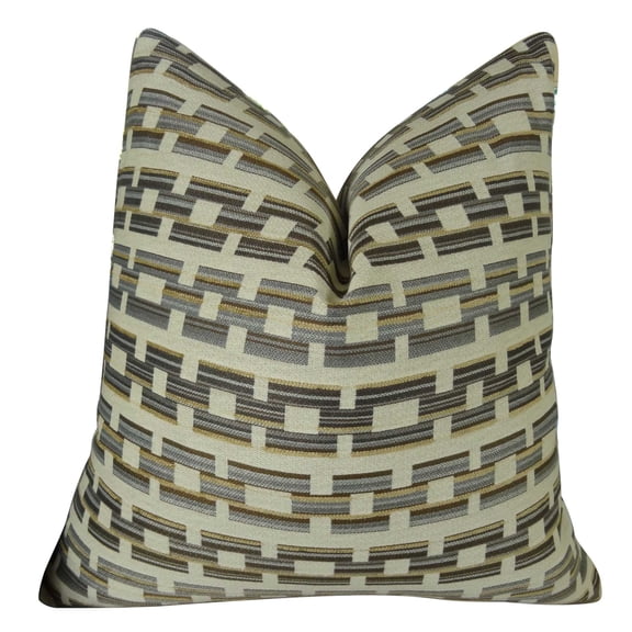 Plutus Brands Plutus Square Link Handmade Throw Pillow, 26" x 26", White/Gray