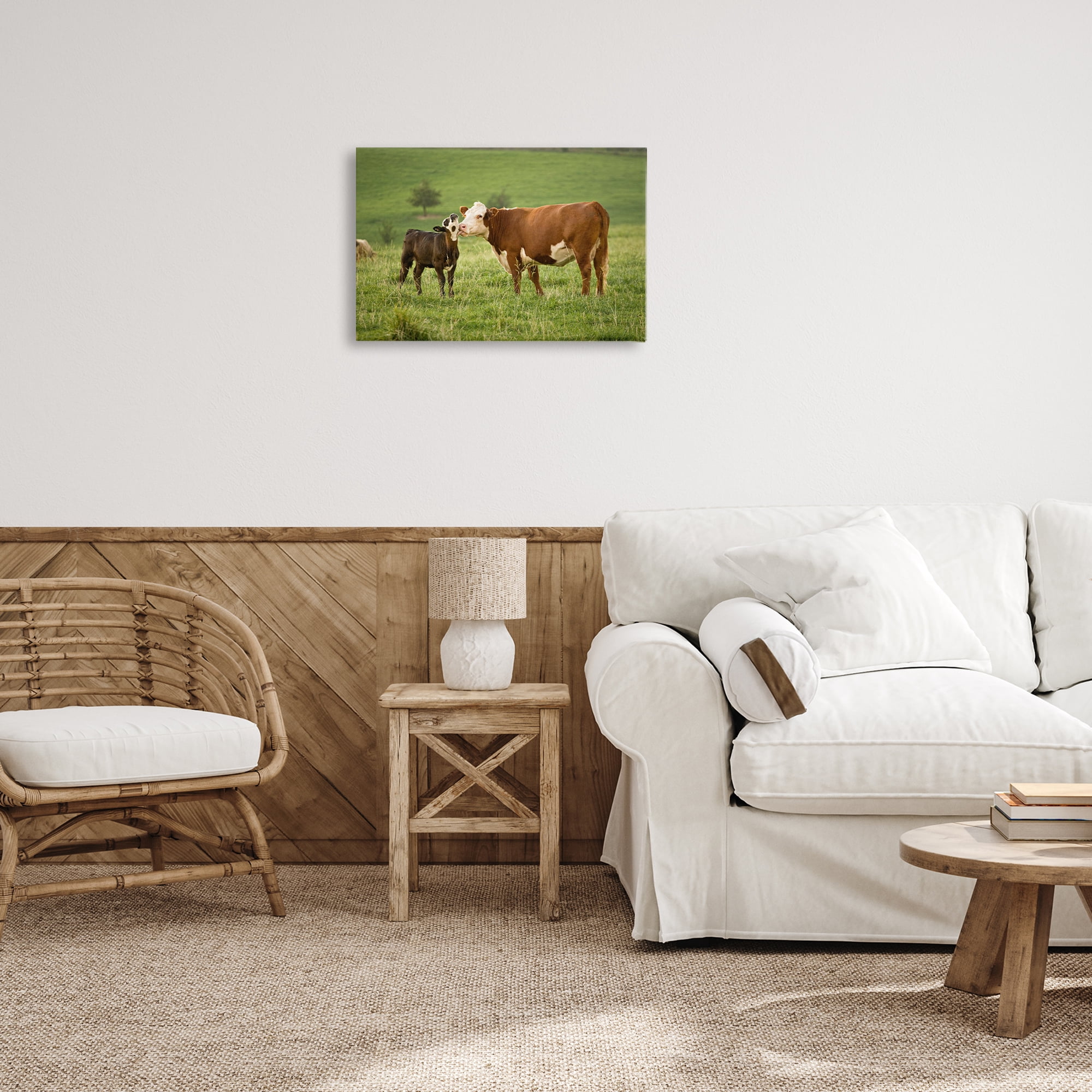 Stupell Industries Cow & Calf Preening Animals Photography Wrapped Canvas Art Print Wall Art, 24 x 16