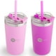thumbnail image 1 of PopYum Vasos para niños aislados de acero inoxidable de 13 oz con tapa y pajita, paquete de 2, morado, rosa, apilables, para sorber, bebé, niño, niño pequeño, vaso, doble pared, vacío, a prueba de fug, 1 of 5