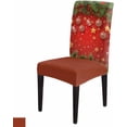 thumbnail image 6 of Chair Covers for Dining Room Set of 6,Christmas Trees Xmas Balls Snowflakes on Red Stretch Seat Protector Removable Washable Chairs Slipcovers for Kitchen Banquet Wedding Hotel,Winter Pine Leaf, 6 of 6