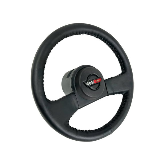 VSW 14 inch Black Leather Reproduction Steering Wheel Kit Compatible with 1986 -1989 C4 Corvette Replaces 9768988