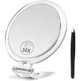 thumbnail image 1 of 30x Magnifying Mirror, Magnifying Mirror With Stand And Tweezers, Handheld Mirror With 30x/1x Magnification, Compact Mirror For Traveling, 30x Makeup, 1 of 4