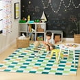 thumbnail image 4 of TOWN & COUNTRY PLAY Niko Checkmate Kid's Washable Area Rug, Soft & Plush, Safe Non-Slip Backing, Bedroom Rug, Dorm Decor, Playroom & Classroom Rugs, Green/Multi, 3'3"x5'2", 4 of 13