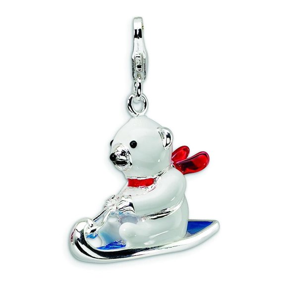 Sterling Silver Enameled Polar Lobster Clasp Charm