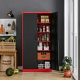 thumbnail image 5 of MIIIKO Metal Storage Cabinet with Locking Doors, Black Red Garage Lockable Steel Cabinets with 4 Doors and 5 Shelves for Home, Garage, Pantry Workshop Warehouse, 5 of 7