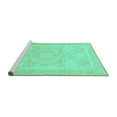 thumbnail image 2 of Ahgly Company Machine Washable Indoor Square Abstract Turquoise Blue Modern Area Rugs, 3' Square, 2 of 4