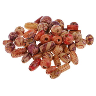 Printed Wooden Beads Mixed Size Shape Macrame Beads - Temu