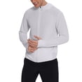 thumbnail image 2 of Men's Sun Protection Hoodie Full Zip Lightweight Cooling Long Sleeve Athletic Shirt with Thumb Holes for Fishing Hiking Outdoor,L,Gray, 2 of 8