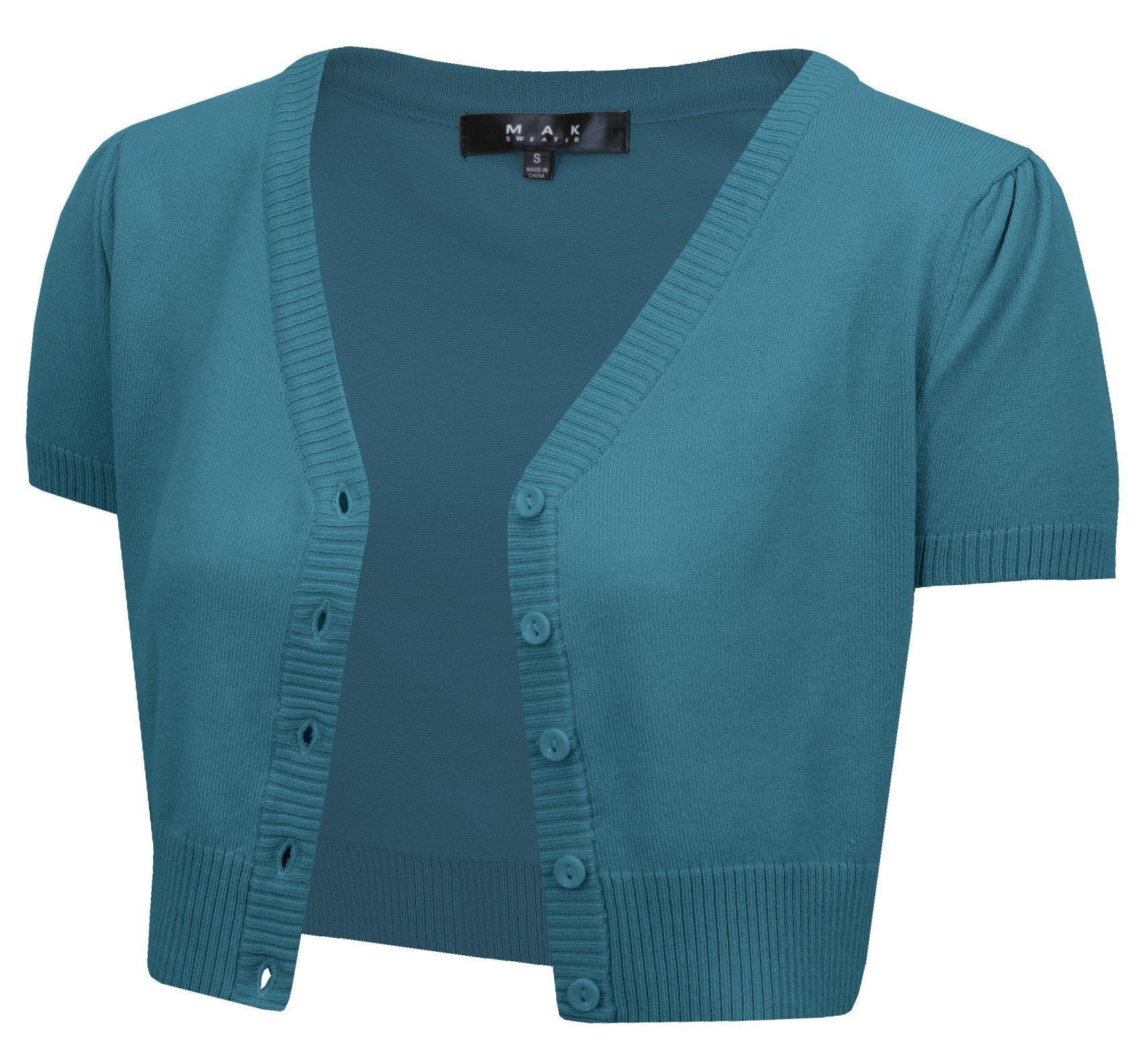 FLORIA Womens Button Down Short Sleeve Cropped Bolero Cardigan Sweater S-4X