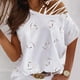 thumbnail image 1 of Puntoco Mujeres Verano O-cuello Manga Corta Amor Imprimir Sin Tirantes Camiseta tops Blusas Puntoco Puntoco-5982, 1 of 9