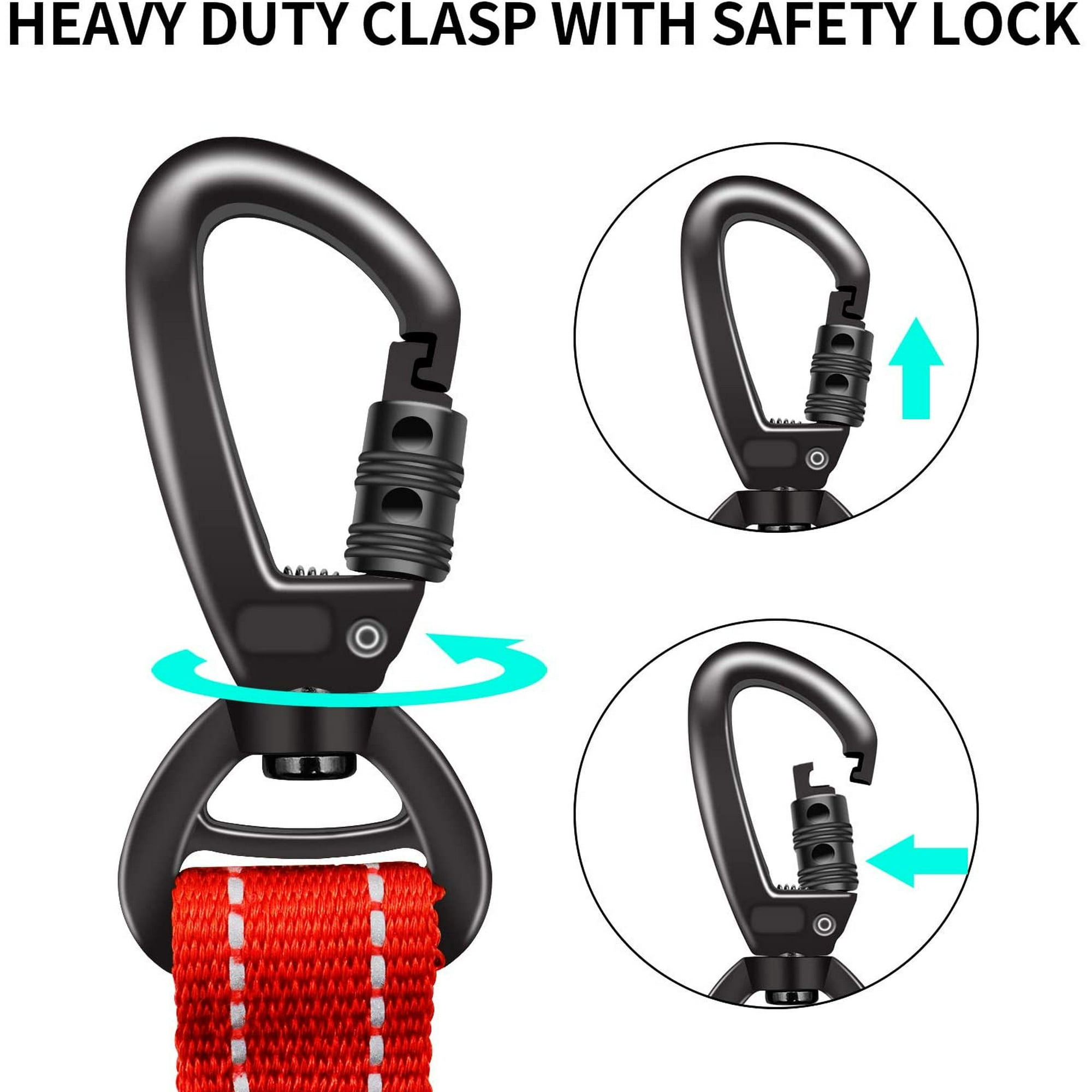 Iguohao 5ft Dog Leash For Large Dogs Up To 150lbs Reflective Dog Elastic Leash With Car Seat Belt Buckle 2 Padded Traffic Handles Red Red 59.06 X 1