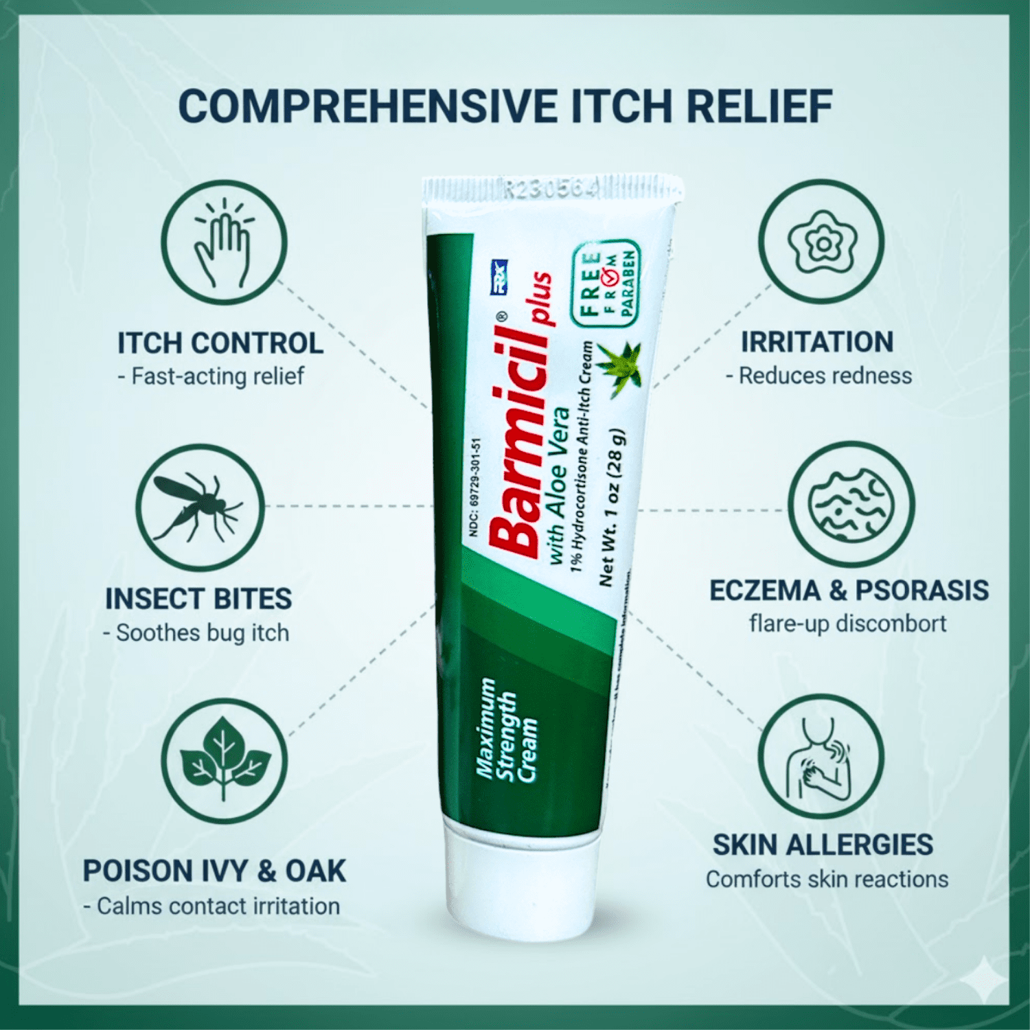 Barmicil Maximum Strength 1% Hydrocortisone Anti-Itch Cream with Aloe Vera, 1 oz