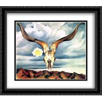 Ram's Head, White Hollyhock-Hills 2x Matted 32x28 Large Black Ornate Framed Art Print by O'Keeffe, Georgia