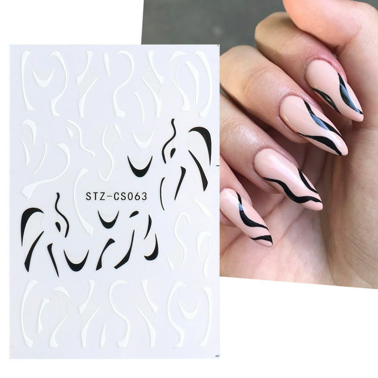 Number Nail Art Stickers 3 Sheets Black White Fluorescent Yellow