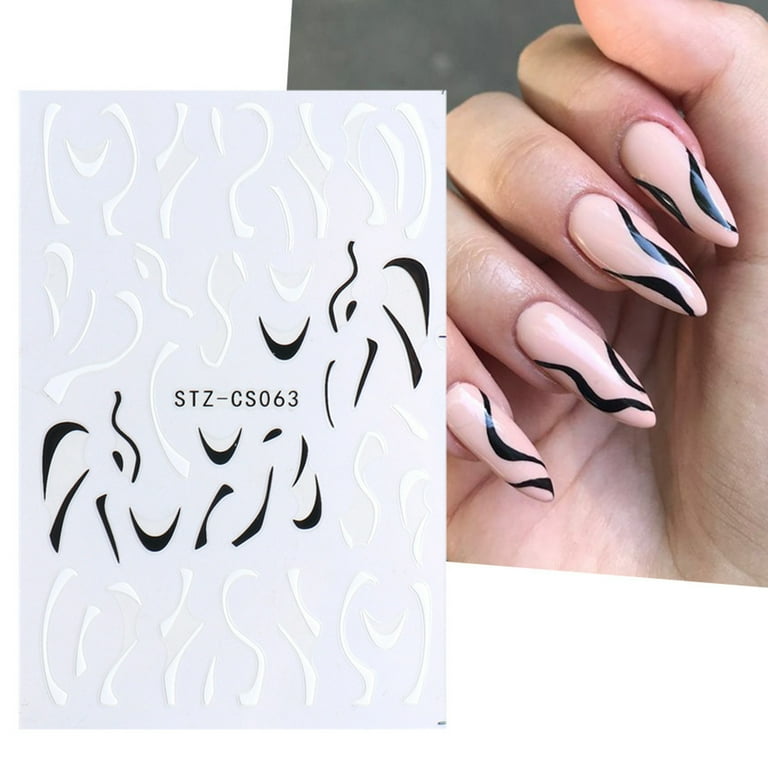 Number Nail Art Stickers 3 Sheets Black White Fluorescent Yellow