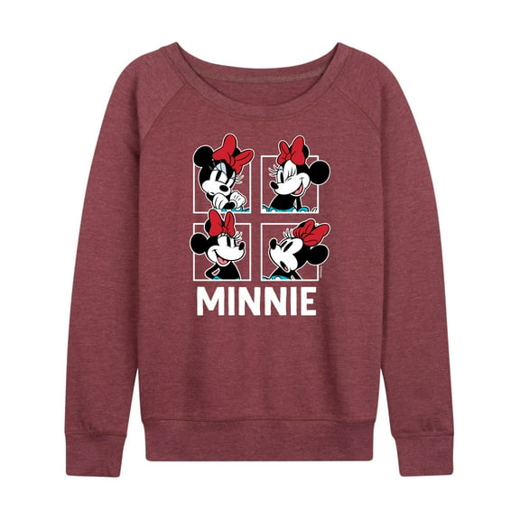 Mickey & Friends - Minnie Grid - Women's Lightweight French Terry Long Sleeve Shirt