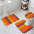 thumbnail image 3 of Color Striped Gradient Bathroom Rugs Set Modern Orange Yellow Brown Minimalist Non Slip Absorbent Soft Bath Mats 3 Piece Set with Bathroom Rug, U-Shaped Floor Mat, Toilet Seat Cover Small Size, 3 of 9