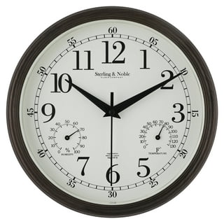 CLXEAST Illuminated Outdoor Indoor Metal Clocks Waterproof 24 inch, Oil  Rubbed Bronze Black Finish,Large Clock with Thermometer & Hygrometer for